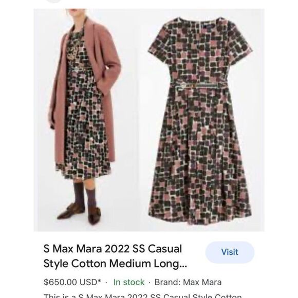 ‘s Max Mara printed cotton short sleeve midi dress 2 - Picture 1 of 8